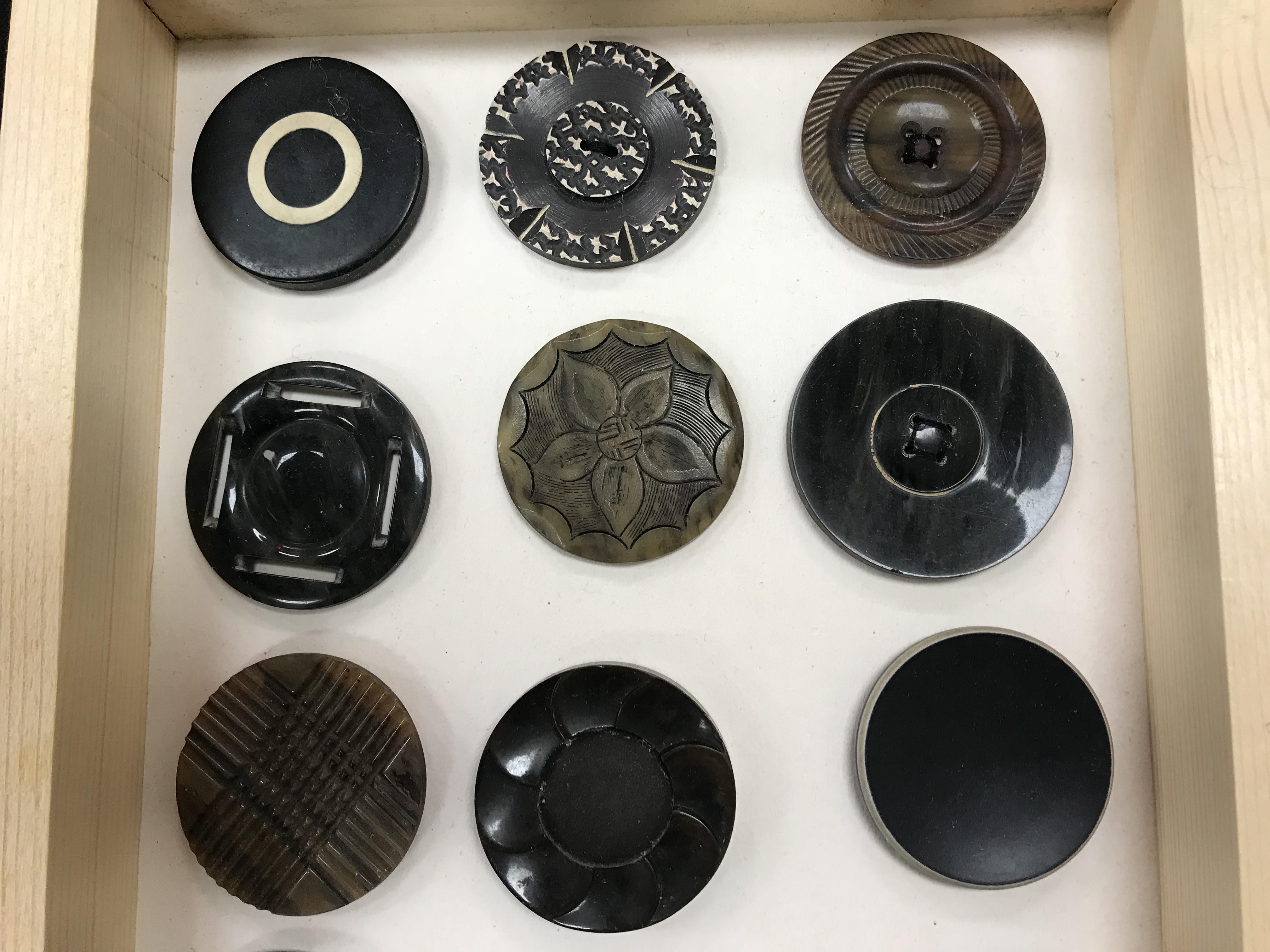 A framed collection of buttons in bakeli - Image 8 of 19