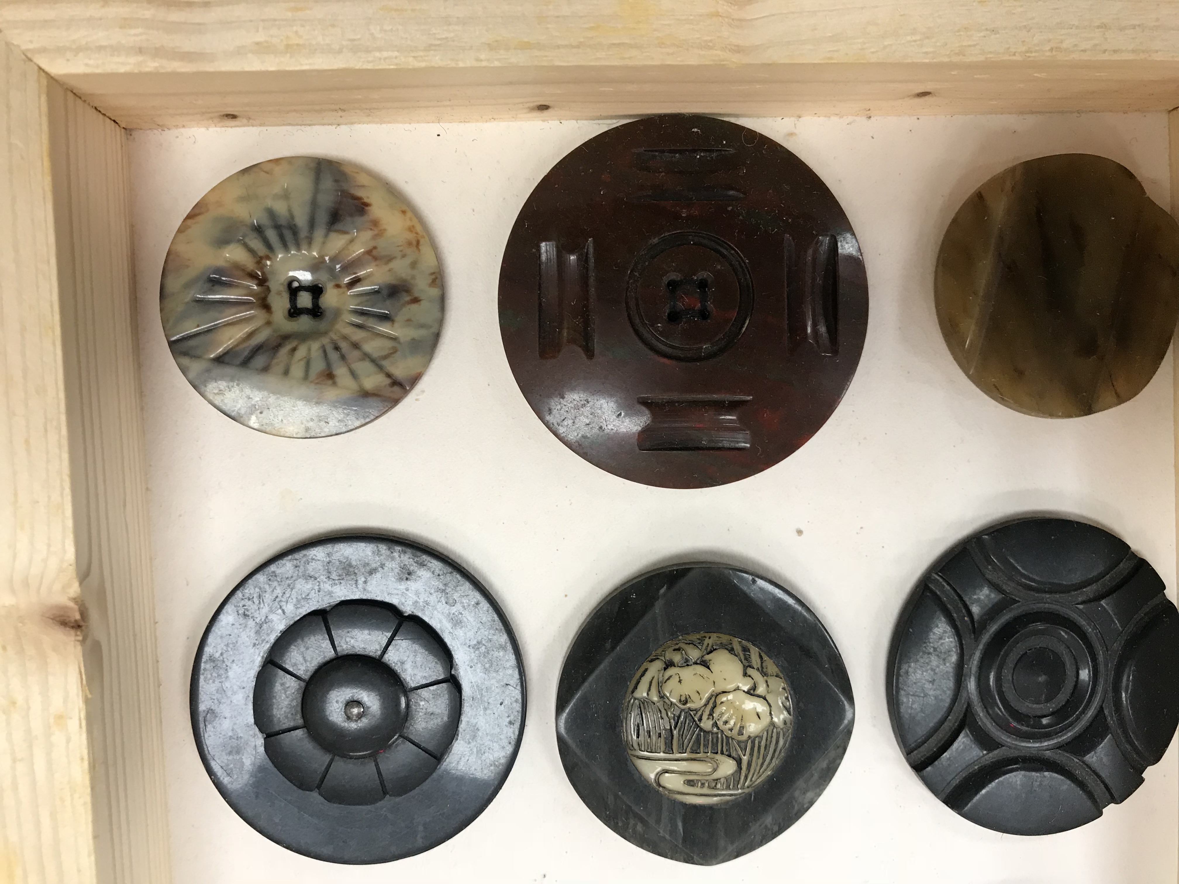 A framed collection of buttons in bakeli - Image 13 of 19