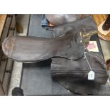 A vintage leather racing saddle, used by