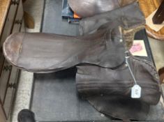 A vintage leather racing saddle, used by