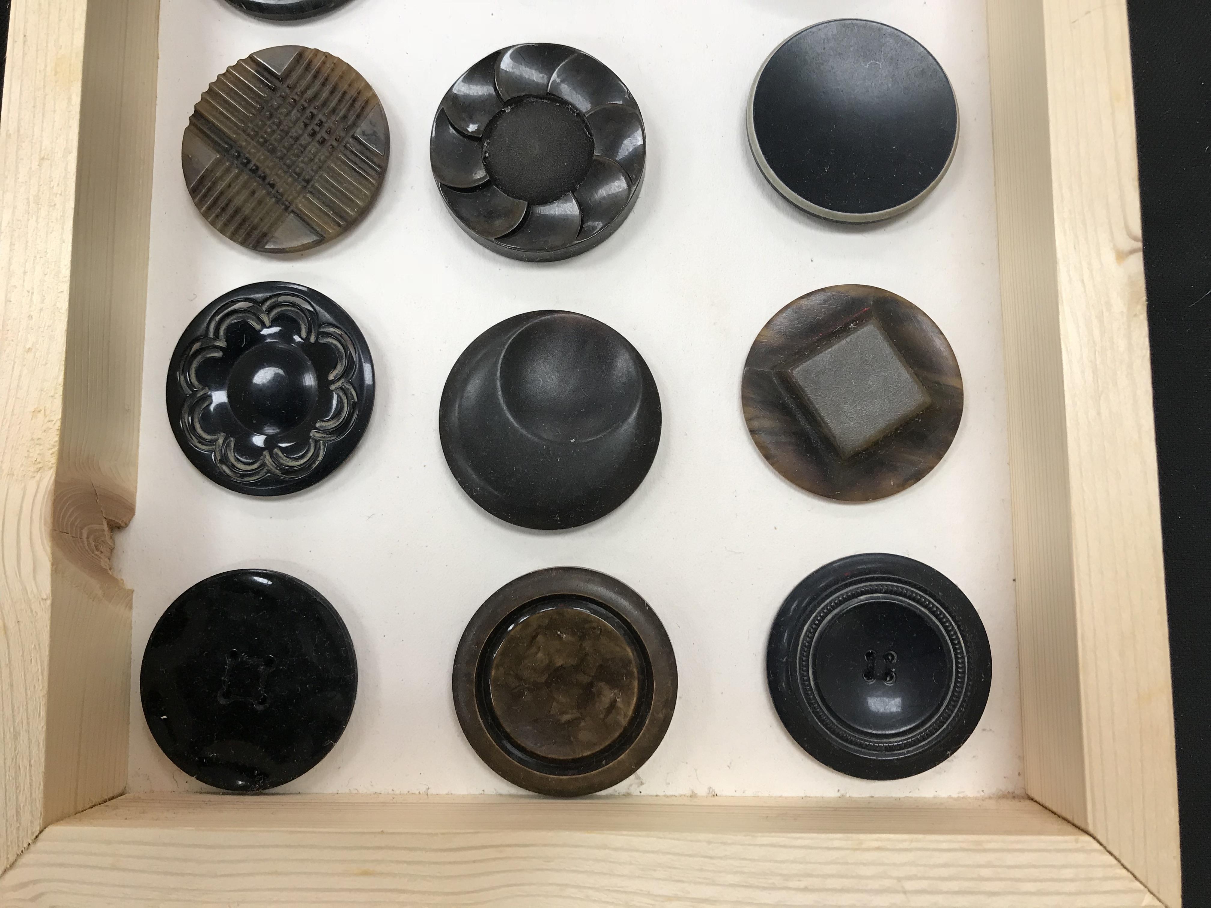 A framed collection of buttons in bakeli - Image 9 of 19