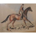 WITHDRAWN JOHN RATTENBURY SKEAPING (1901-1980) "Huntsman and hounds" watercolour with pastel,