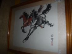CHINESE SCHOOL "Study of horse" watercol