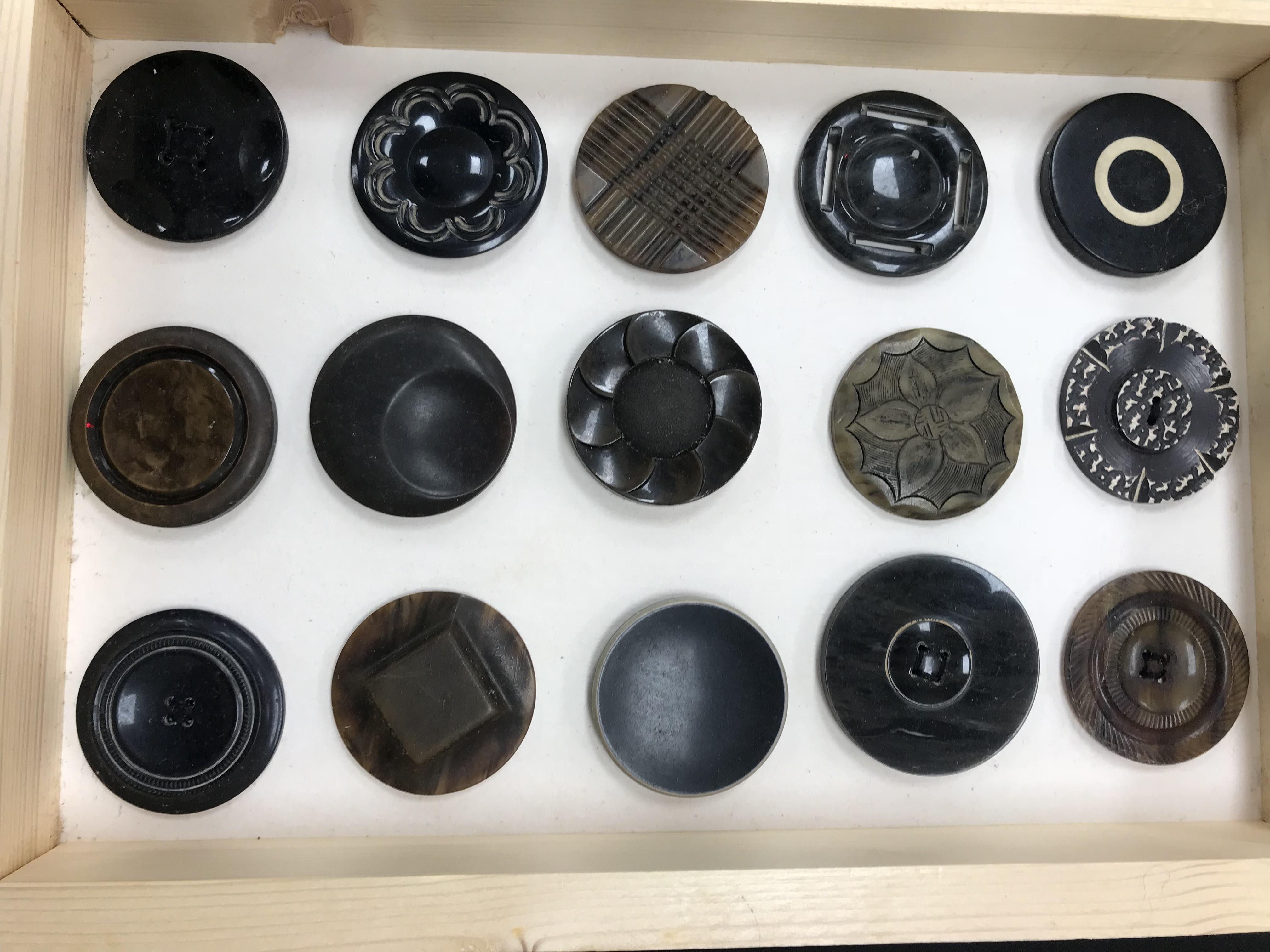 A framed collection of buttons in bakeli - Image 10 of 19