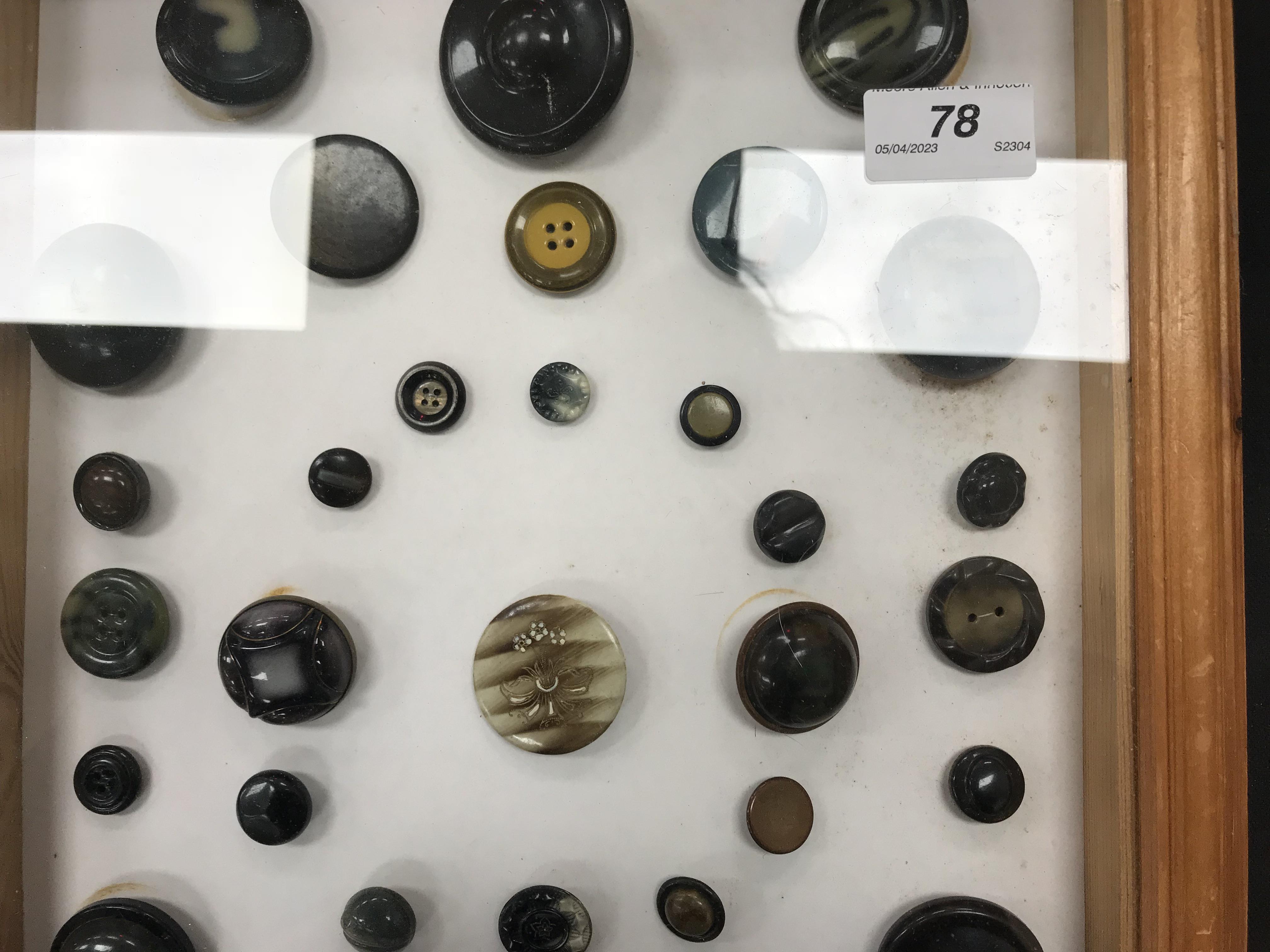 A framed collection of buttons in bakeli - Image 18 of 19