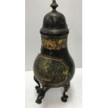 An 18th Century Dutch coffee urn of pear form with domed lid,