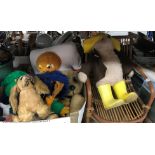 A collection of vintage soft toys to include a Gabrielle Designs "Paddington Bear" in yellow coat,