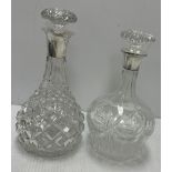 A modern cut glass decanter with silver mounts (by Barker Ellis Silver Co.