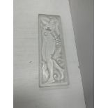 A Lalique frosted glass panel "Femme Tête Levée" with incised inscription "Lalique France" lower