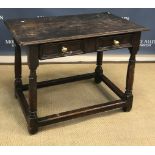 An oak side table in the early 18th Century manner,