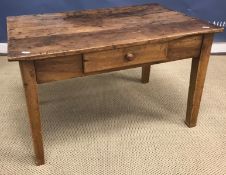 A 19th Century French farmhouse type fruitwood single drawer side table,