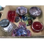 A collection of mainly 20th Century glass to include an inkwell with swirled decoration,