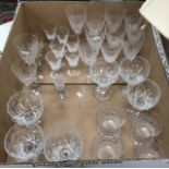 A collection of drinking glasses to include a set of six red wines,