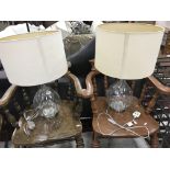 A pair of modern dimple glass pear-shaped table lamps, 65.