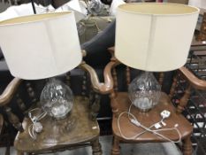 A pair of modern dimple glass pear-shaped table lamps, 65.