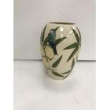 A modern Moorcroft "Bird and lemons" pattern vase, signed "WM" to base,