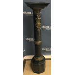 A 19th Century black marble and brass embellished column,