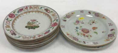 A set of seven 19th Century Chinese famille rose plates,