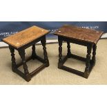 A joined oak stool in the 17th Century manner,