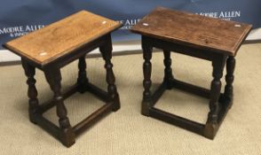 A joined oak stool in the 17th Century manner,