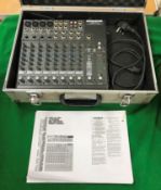 A Mackie 1202-VLZ Pro 12 channel mic / line mixer with premium XDR mic pre-amplifiers,