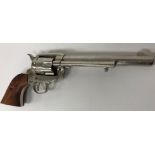 A Diana 177 calibre BB pistol as a full-size model Colt 45 revolver in heavy leather holster,