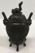 A Japanese bronze koro or censer of pear form,