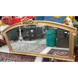 A modern giltwood and gesso framed dome top mantel mirror in the early 19th Century manner with
