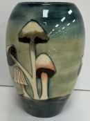 A Moorcroft baluster vase with mushroom pattern, signed "WM" to base,