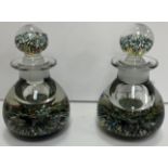 A pair of Strathearn glass scent bottles with millefiori style decoration,