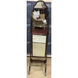 A mid 20th Century mahogany framed cheval mirror 46 cm wide x 156 cm high together with an