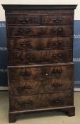 An early 19th Century mahogany and rosewood cross banded chest on chest,
