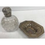 A Victorian silver mounted cut glass grenade scent bottle (London 1893), 14 cm high,