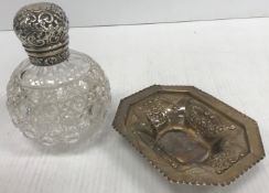 A Victorian silver mounted cut glass grenade scent bottle (London 1893), 14 cm high,
