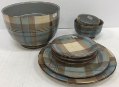 A collection of Ishobel Anderson for Anta Pottery "Tartan" design dinner wares to include fruit