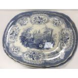 A small collection of blue and white transfer decorated pottery including a 19th Century "Venetian"