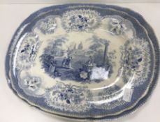 A small collection of blue and white transfer decorated pottery including a 19th Century "Venetian"