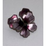 A mid 20th Century pansy brooch by David Andersen stamped "Sterling 925" to back in purple and