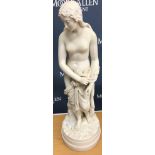 A Victorian Parian ware figure of "Venus draped in robe standing by a rock", no marks or titles, 51.