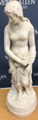 A Victorian Parian ware figure of "Venus draped in robe standing by a rock", no marks or titles, 51.