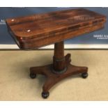 A 19th Century rosewood fold-over card table,