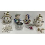 A collection of china to include a Herend shoe with pink decoration, 5 cm high,