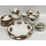 A collection of Royal Albert "Old Country Roses" tea wares comprising teapot, milk jug, sugar basin,
