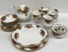 A collection of Royal Albert "Old Country Roses" tea wares comprising teapot, milk jug, sugar basin,