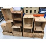 A collection of thirteen wooden port and wine cases