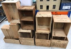 A collection of thirteen wooden port and wine cases