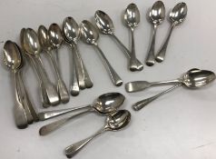 Three sets of five silver teaspoons and seven others various, 14.