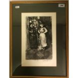 AFTER JOHN COPLEY "Seen from an omnibus", study of two figures, black and white lithograph,