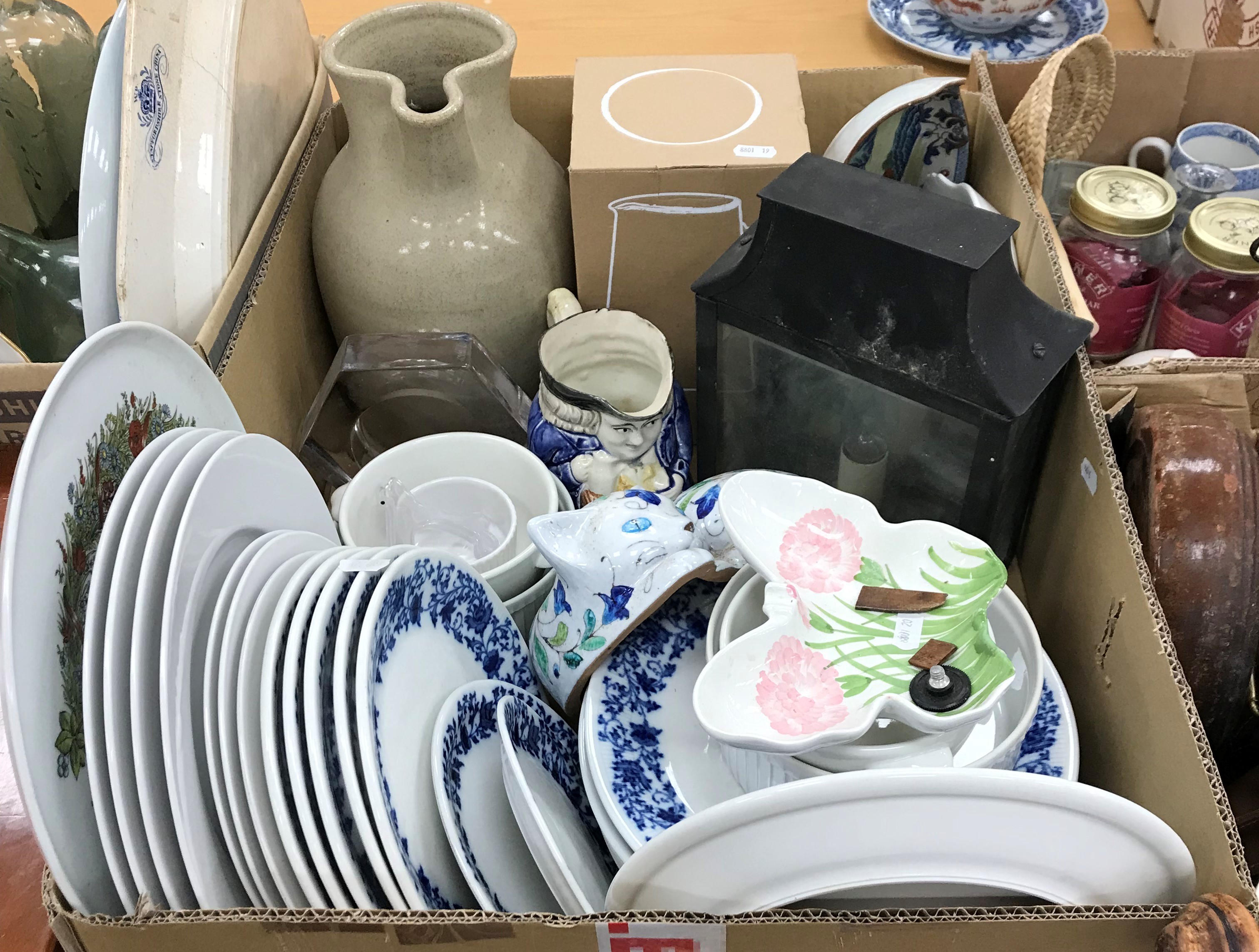 Four boxes of assorted decorative china and glass ware to include Daylesford Ledbury jug, - Image 3 of 3