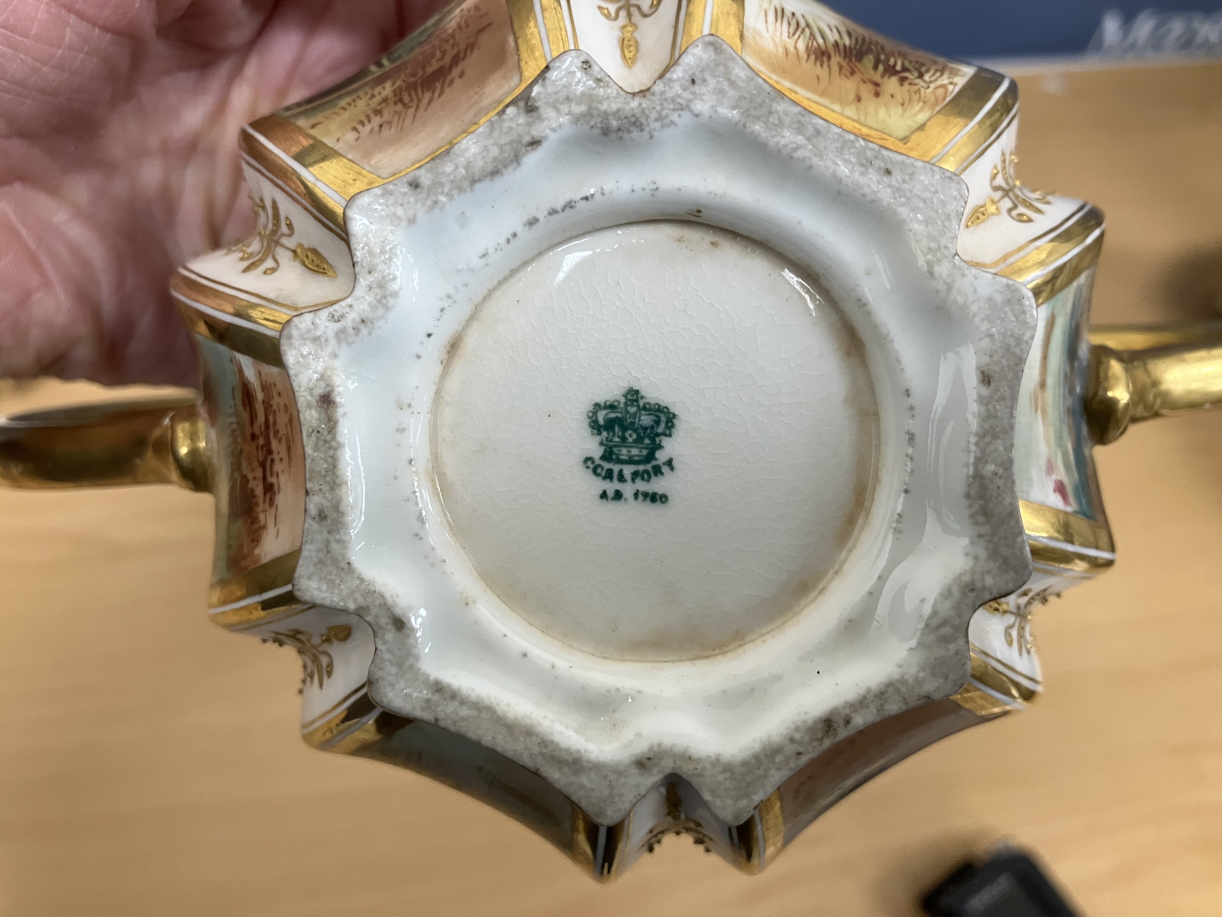 A pair of Coalport hexagonal two-handled bowls, each panel decorated with a landscape scene 10. - Image 23 of 46